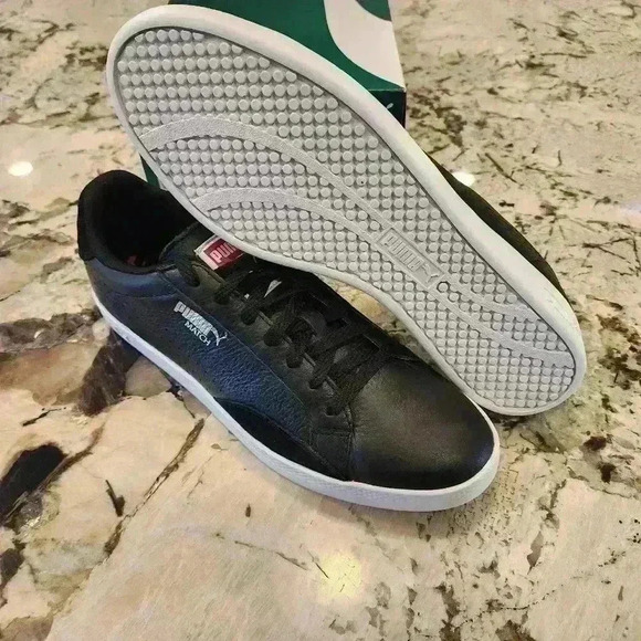 Puma Women's Match Lo Basic Sports Black Leather Sneaker Tennis Shoe - Picture 6 of 10